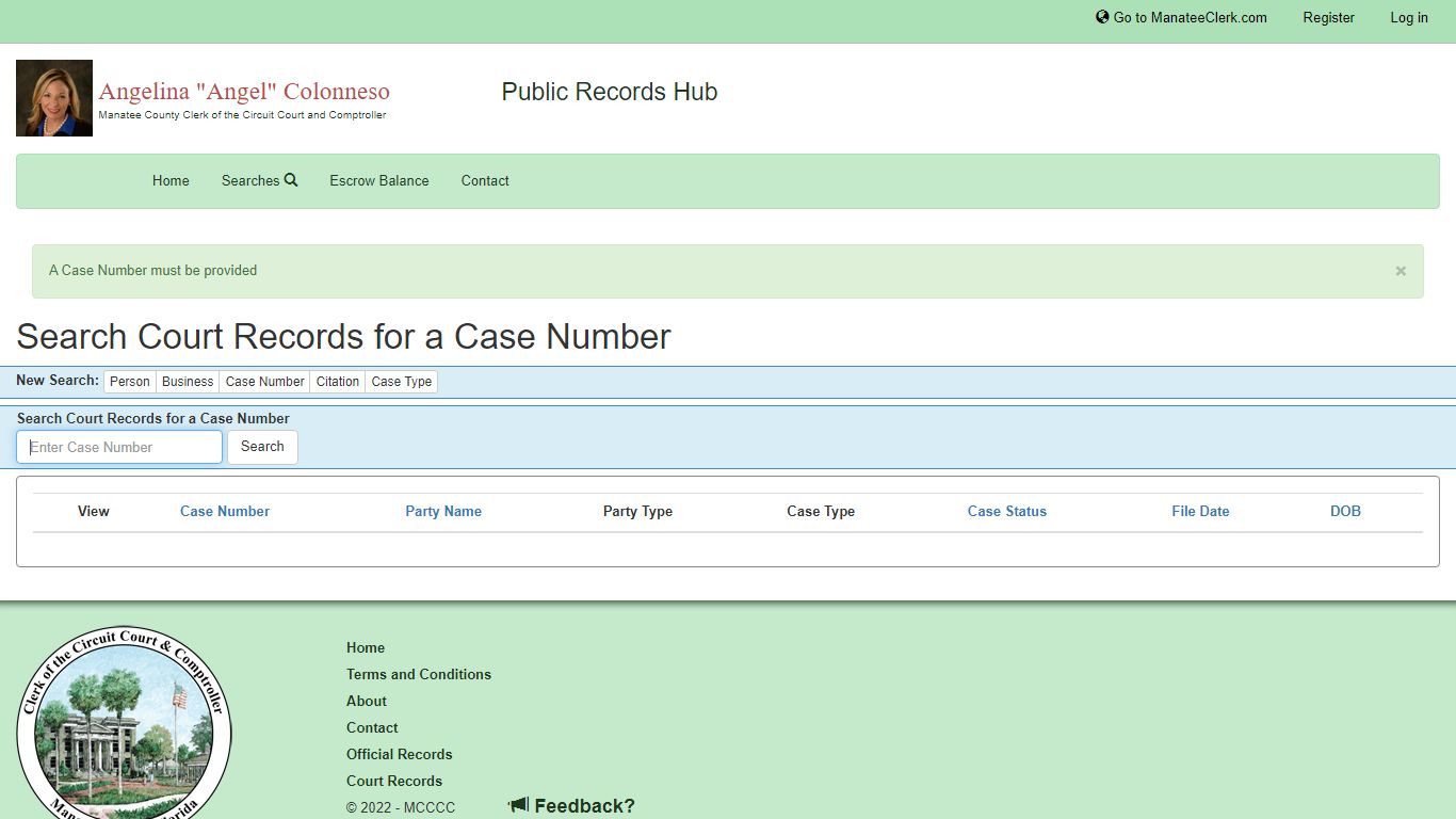 Search Court Records for a Case Number - Manatee Clerk